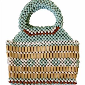 Violet Ray Wood Beaded Mini Satchel Clutch